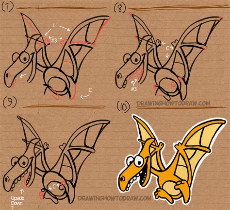 By howexpert press and kim cruea. How to Draw Cartoon Pterodactyls Using the Word Step by ...