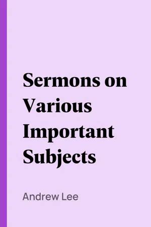PDF Sermons On Various Important Subjects By Andrew Lee EBook Perlego