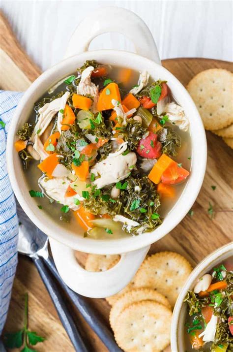 Slow Cooker Chicken Kale Soup Healthy Flavorful Recipe Rachel Cooks