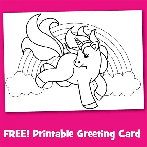 Unicorn Birthday Card Printable Birthday Cards