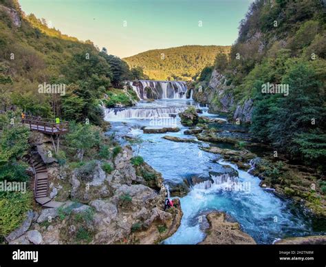The Beautiful Strbacki Buk Waterfalls In Kestenovac Croatia Stock