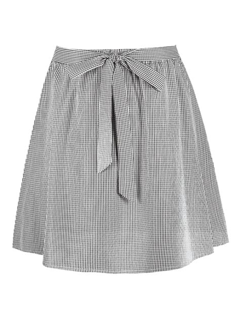 Plus Size Tied Bowknot Checked Skirt Black White Checked Skirt Checkered Skirt Black And