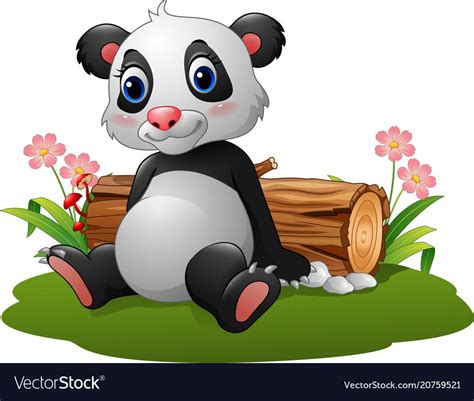 Vector Illustration Of Cartoon Panda Sitting Download A Free Preview