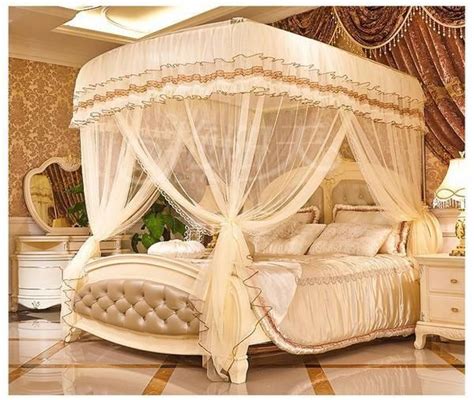 Elegant Canopy Bed Curtains King With Majestic Cream Color