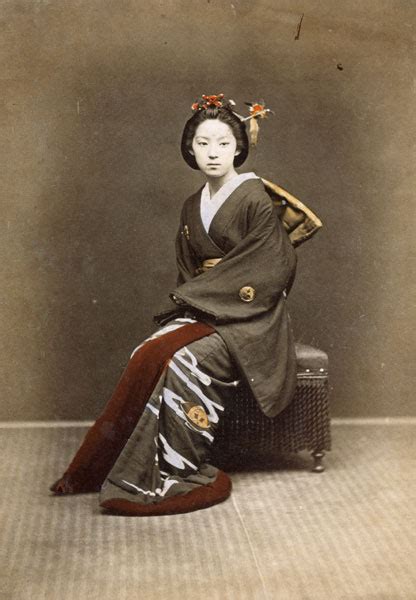 Young Girl In A Kimono C1860 70 Hand Japanese School 19th