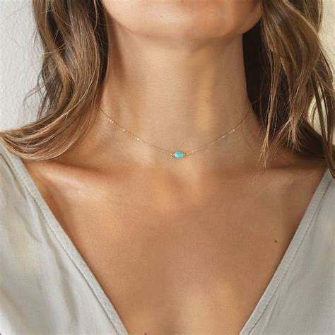 MARA Necklace Turquoise Choker Necklace Dainty Choker Simple
