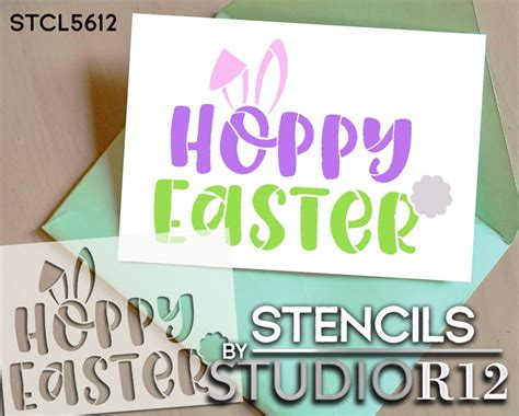 Hoppy Easter Stencil With Bunny Ears By Studior12 Diy Fun Spring Home