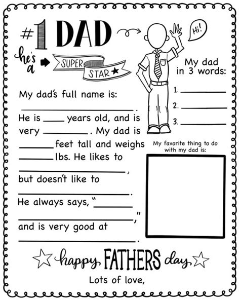 Fun Fathers Day Fill Out Questionnaire Etsy