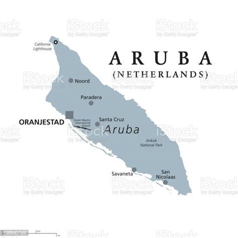 Aruba Peta Politik Abuabu Pulau Di Leeward Antilles Di Laut Karibia