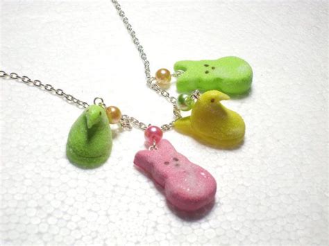 Marshmallow Peep Necklace Marshmallow Peeps Miniature Food Jewelry