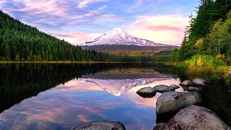 Hd Wallpaper Pink Sunset Reflection Tipsoo Lake Mount Rainier