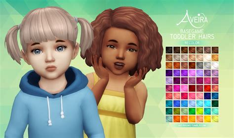Aveiras Sims 4 Basegame Toddler Hairs Recolor 70 Colors Each