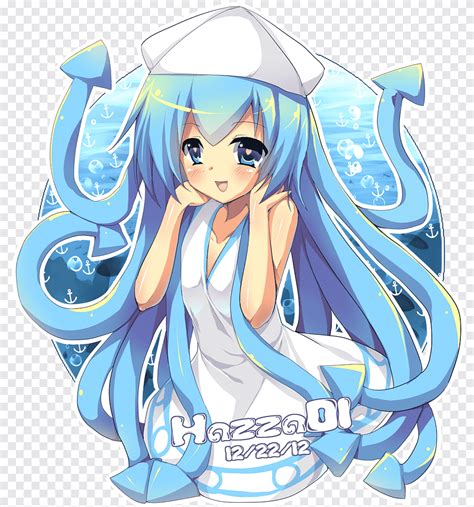 Squid Girl Anime Tentacle Anime Cheveux Bleus Png PNGEgg