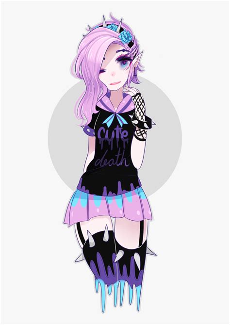 Pastel Goth Girl With Dark Purple Hair Png Cute Emo