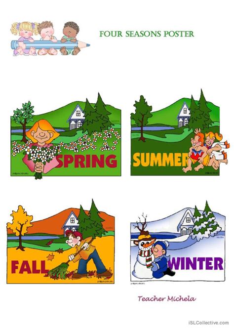 Four Seasons Poster English Esl Worksheets Pdf And Doc