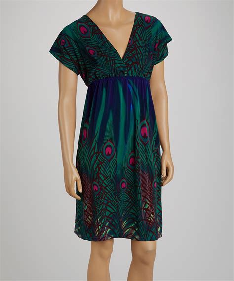 Blue And Teal Peacock V Neck Dress Zulily V Neck Dress Dresses