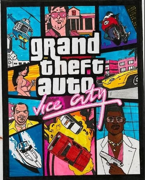 Grand Theft Auto Vice City Handmade Cover Art Painting By Parth
