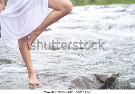 Girls Feet Wading Shallow Water Stock Photo 220554433 Shutterstock