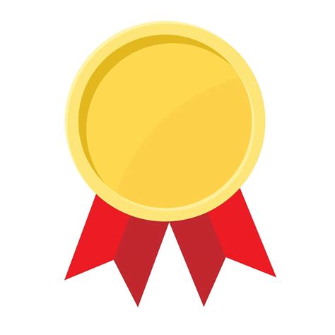 Simple Illustration Of Golden Award Medal With Ribbons For Winners