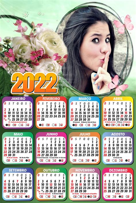 Montagem De Fotos Calendário Calendário 2022 Com Flores Brancas