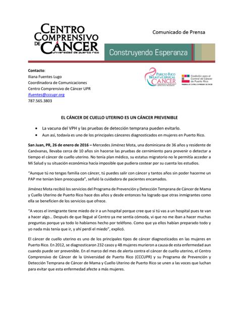 Cp Cancer Cuello Uterino Centro Comprensivo De Cáncer De La