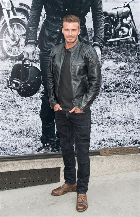 A Leather Jacket David Beckhams Sexiest Outfits Popsugar Fashion