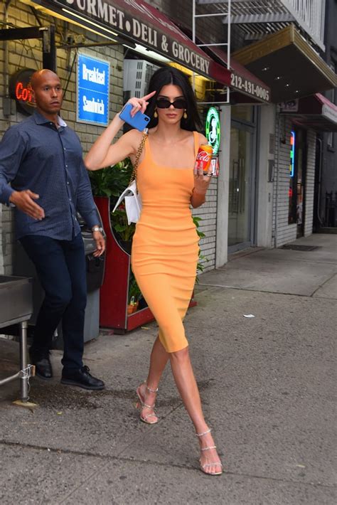 Kendall Jenner Orange Bec And Bridge Dress 2019 Popsugar Fashion Photo 19