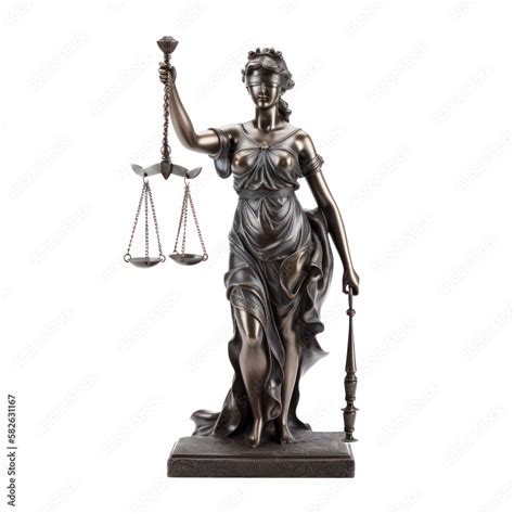 Lady Justice Statue Isolated On Transparent Background Law Concept