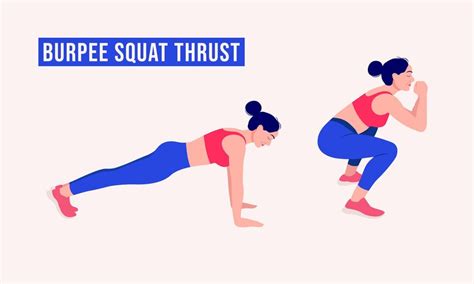 Premium Vector Burpee Squat Thrust Exercise Woman Workout Fitness