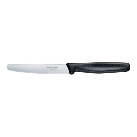 Victorinox Round Tip Steak Knife 10cm 4 Serrated Edge Black Handle