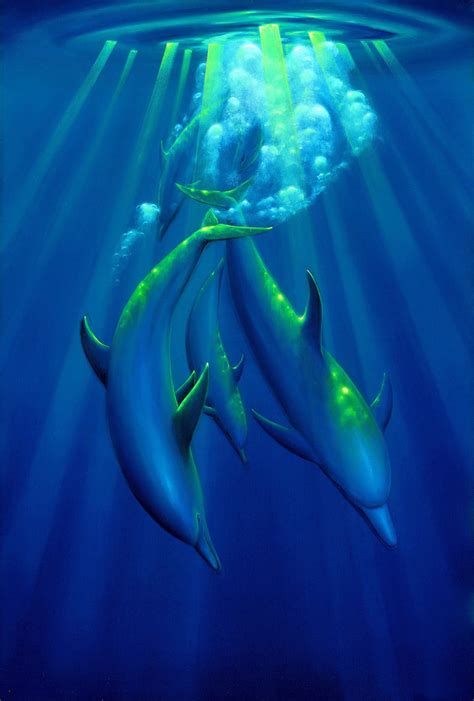 Dance Of The Dolphins 21x36 Painting Thomas Deir Studios