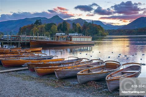 South lake private boat tour. Rowing boats for hire, Keswick, | Stock Photo