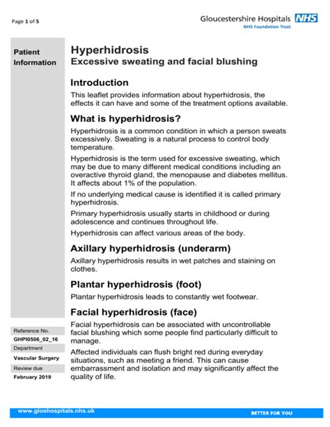 Hyperhidrosis Excessive Sweating And Facial Blushing