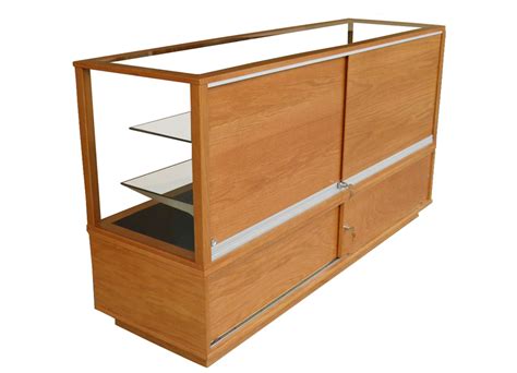 Full Vision Classic Rectangle Horizontal Display Case With Wood Sliding
