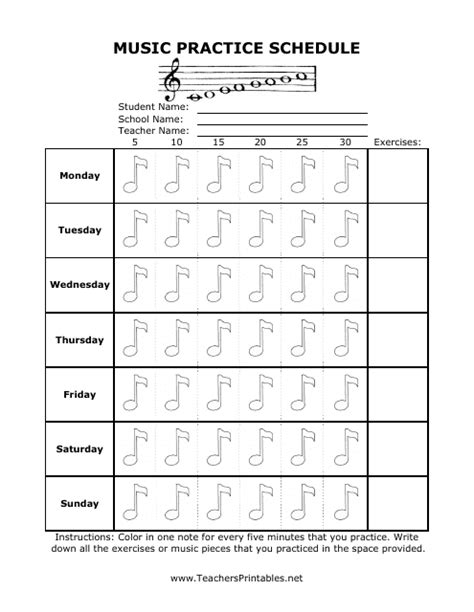 Music Practice Log Templates Pdf Download Fill And Print For Free