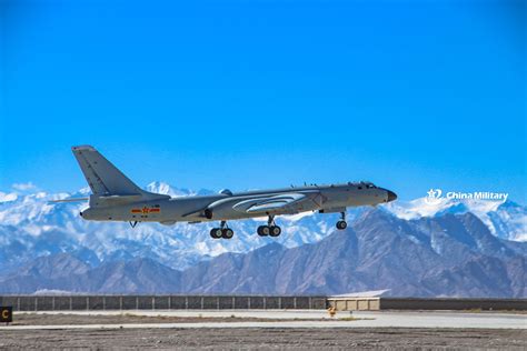 H 6k Bomber Takes Off From Plateau Area China Military