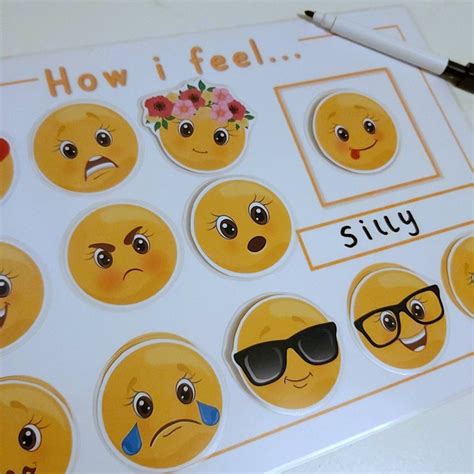 Printable Emoji Emotions Chart Kids Early Etsy