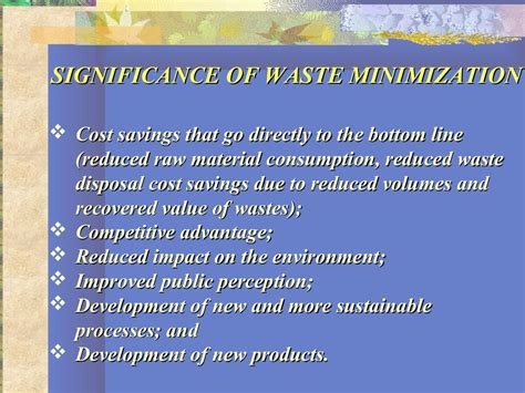 Waste Minimisation Techniques