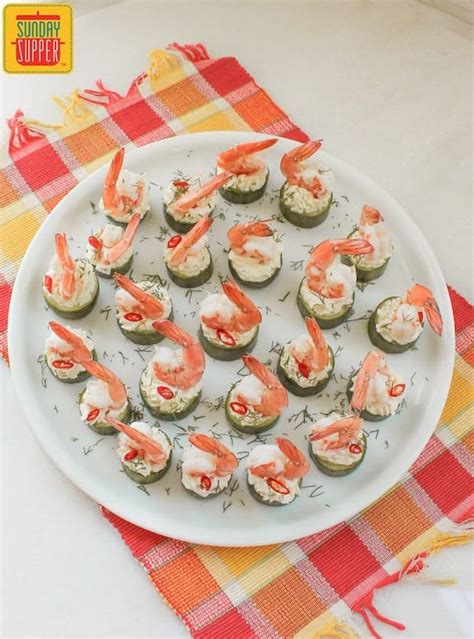 Cucumber Shrimp Cups Appetizer With Spicy Cheese Sundaysupper