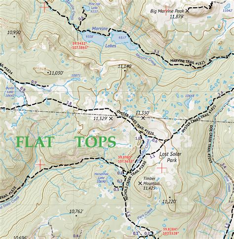 Flat Tops Wilderness Hiking Map Outdoor Trail Maps