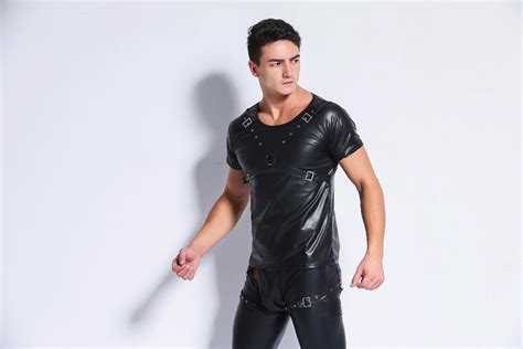 sexy costumes for men pu leather latex catsuit plus size lingerie pole dance night party