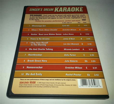 singer s dream karaoke country female hits dvd 2011 lyric book enclosed 77712895088 ebay