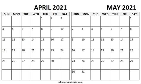 Just click print right from your browser. April May 2021 Calendar A4 Printable - Two Month Calendar ...