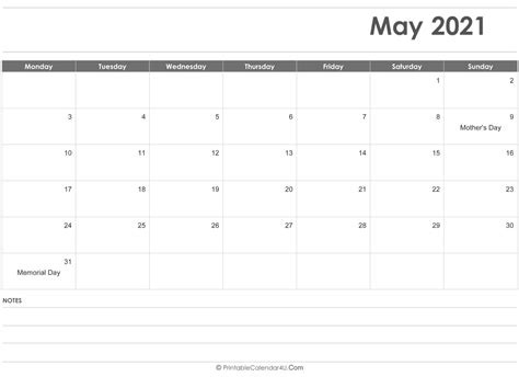 Printable yearly calendar 2021 pdf; May 2021 Calendar Templates