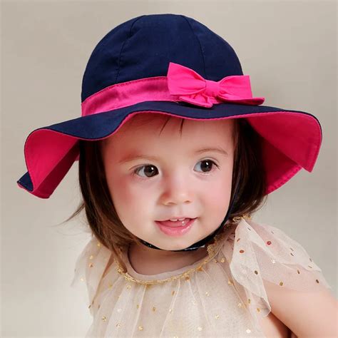 Big Eaves Girls Summer Hats Blue Rose Red Bowtie Baby Hat Childrens