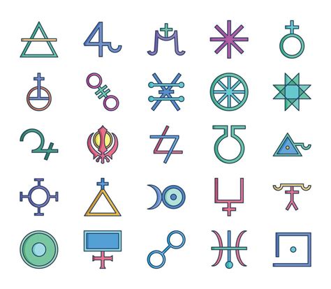conjunto de iconos de símbolos de alquimia 12714771 Vector en Vecteezy