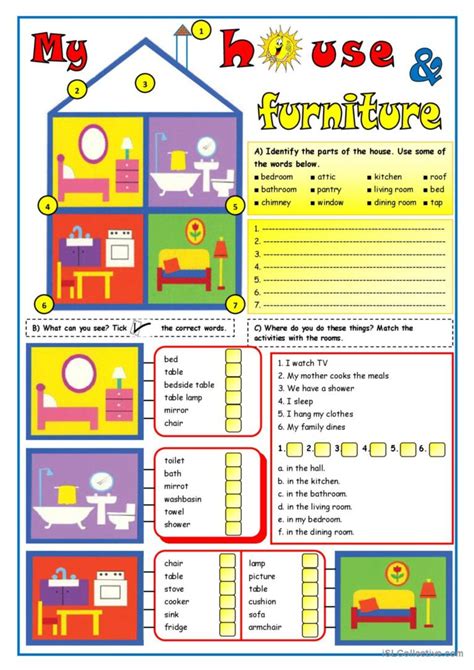 My House And Furniture English Esl Worksheets Pdf And Doc