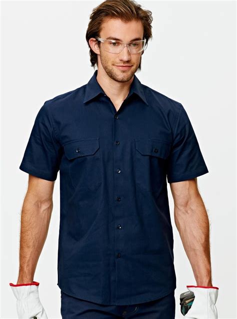 Mens Cotton Drill Short Sleeve Work Shirt Etechclothing