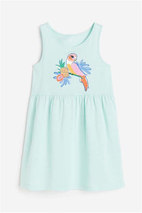 Patterned Jersey Dress Light Turquoisebird Kids Handm Us