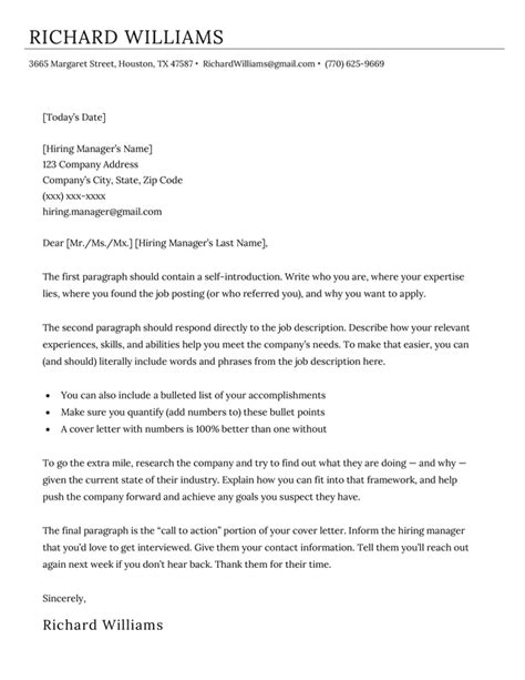 Free Cover Letter Template For Your Resume Copy And Paste
